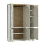 Bellmont Geräumiger 6-türiger Kleiderschrank im eleganten Landhausstil – Opalweiß / Cremona Eiche – Ansicht 5
