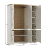 Bellmont Geräumiger 6-türiger Kleiderschrank im eleganten Landhausstil – Opalweiß / Cremona Eiche – Ansicht 6