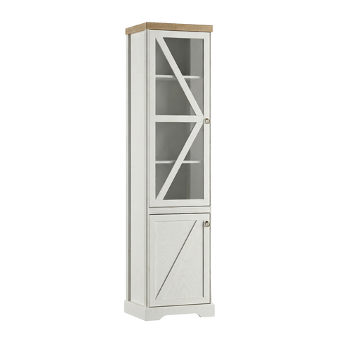 Bellmont Elegante Vitrine mit Glastür im Landhausstil – Opalweiß / Cremona Eiche