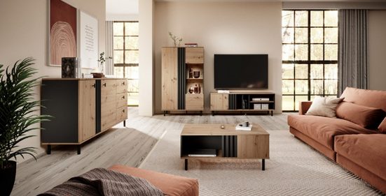 Wohnzimmer-Set – Moderne Eleganz für zeitgemäßen Wohnkomfort, (Komplett Set, 4-St., Dalli – 2), Modernes Design – Hochwertige Materialien.