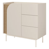 Carmen Kommode 92 cm mit 1 Tür und 3 Schubladen – Macadamia / Frühlingseiche
