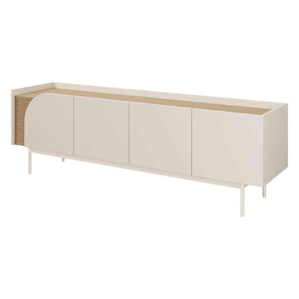 Carmen TV-Lowboard 172 cm mit 4 Türen – Macadamia / Frühlingseiche