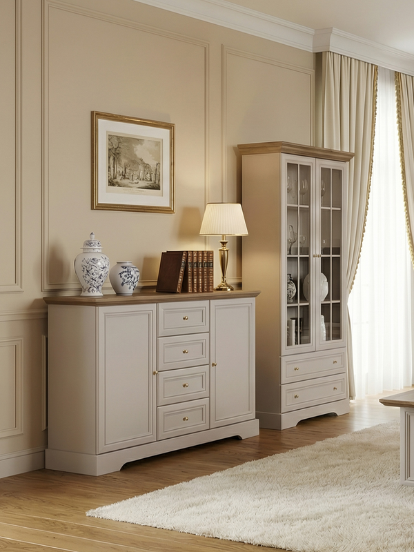 Castello Wohn- & Esszimmer-Set 2-teilig im Landhausstil – Kaschmir / Mavelie Eiche