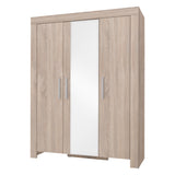 Cezar Kleiderschrank 150 cm mit 3 Türen und Spiegel – Sonoma Eiche