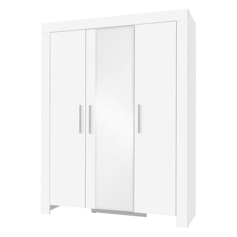 Cezar Kleiderschrank 150 cm mit 3 Türen und Spiegel – Weiß