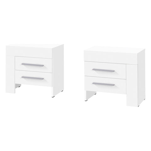 Cezar Nachttisch 50 cm mit 2 Schubladen – Weiß