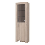 Cezar Vitrine schmal 60 cm mit Glastür, Anschlag rechts – Sonoma Eiche