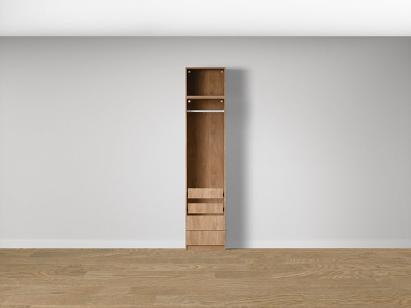 Combo Kleiderschrank-Set 06 – Korpus S1D mit Kleiderstange und 4 Schubladen