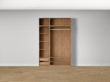 Combo Kleiderschrank-Set 14 – Korpus S2D + Korpus S1D mit Kleiderstange und 2 Schubladen – Puccini Eiche