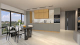 Nexa Küchenzeile KÜ04-L – Woodline & Beige – 420 cm – Modernes Küchensystem mit durchdachter Stauraumlösung