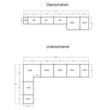 Velmora Winkelküche 300 × 180 cm KÜ05 – Moderne L-Küche ohne Arbeitsplatte – MDF Fronten – Weiß Hochglanz