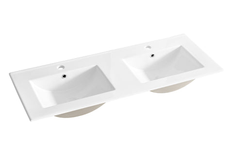 Doppel-Möbelwaschbecken Lavena 121 × 46 cm – Weiß, glänzend, eckig – Ansicht 3