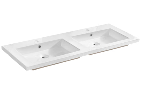 Doppel-Möbelwaschbecken Spira 121 × 46 cm – Weiß, glänzend, eckig – Ansicht 3