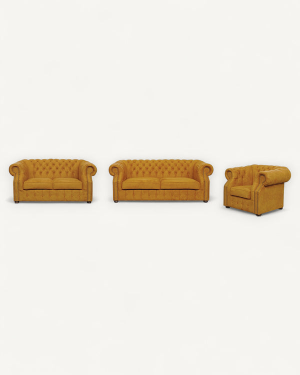 Chesterfield-Sofa Luxura - Echtleder Premium - Handgefertigt - Garantierte Qualität -, Premium Set 3 - 2 - 1,- 3 Teile - ROYAL24_MARKT