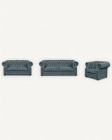 Chesterfield-Sofa Luxura - Echtleder Premium - Handgefertigt - Garantierte Qualität -, Premium Set 3 - 2 - 1,- 3 Teile - ROYAL24_MARKT