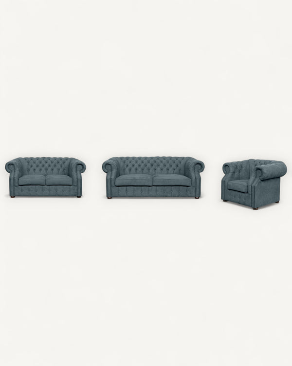 Chesterfield-Sofa Luxura - Echtleder Premium - Handgefertigt - Garantierte Qualität -, Premium Set 3 - 2 - 1,- 3 Teile - ROYAL24_MARKT