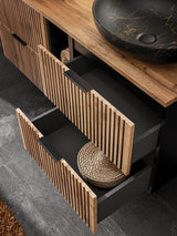 Badmöbel-Set - Xilo X - mit Möbelwaschbecken, Hochschrank & Spiegel - ROYAL24_MARKT