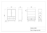Elora Highboard in Frühlingseiche / Macadamia – Maßzeichnung
