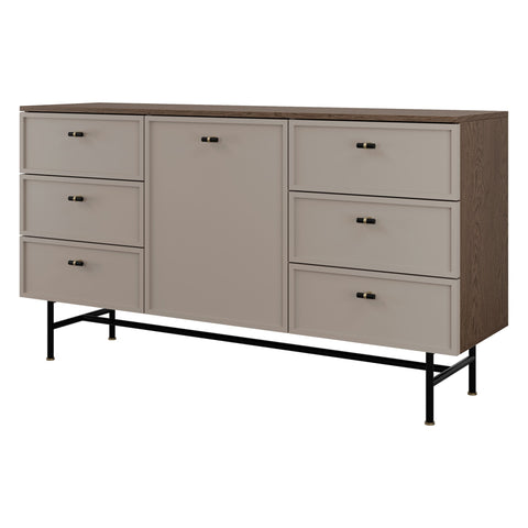 Elora Kommode 150 cm mit 1 Tür und 6 Schubladen – Baltic Storm / Toffee