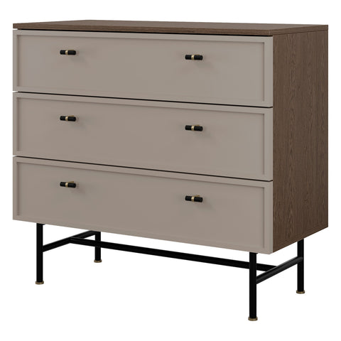 Elora Kommode 90 cm mit 3 Schubladen – Baltic Storm / Toffee