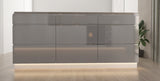 Velmora Inselküche KÜ-AS-011 – 340 cm – Grau Hochglanz – Moderne Einbauküche mit Kochinsel