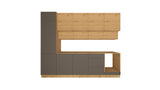 Nexa Küchenzeile KÜ06-L – Woodline & Grau – 300 cm – Moderne Familienküche mit Hochschrank und großzügigem Stauraum