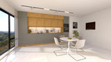 Nexa Küchenzeile KÜ05-L – Woodline & Beige – 420 cm – Großzügige Designküche mit maximalem Stauraum