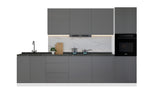 Velmora Küchenzeile KÜ-AS-009 – 320 cm – Grau Hochglanz – Küchenblock für moderne Wohnräume