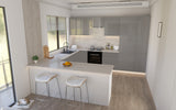 Velmora U-Form Küche KÜ-AS-010 – 310 × 289 × 210 cm – Grau Hochglanz – mit viel Stauraum und MDF-Fronten