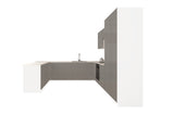 Velmora U-Form Küche KÜ-AS-010 – 310 × 289 × 210 cm – Grau Hochglanz – mit viel Stauraum und MDF-Fronten
