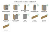 Set-Bestandteile mit Maßen und Stückzahl – Inselküche Nexa Beige & Artisan-Eiche – 330 cm + Insel 240 cm – KÜ-NEXA-004