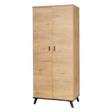 John Kleiderschrank 81 cm mit 2 Türen – Eiche Lefkas / Schwarz