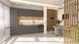Nexa Küchenzeile KÜ06-L – Grau & Woodline – 300 cm – Moderne Familienküche mit Hochschrank und großzügigem Stauraum