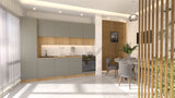 Nexa Küchenzeile KÜ06-L – Beige & Woodline – 300 cm – Moderne Familienküche mit Hochschrank und großzügigem Stauraum