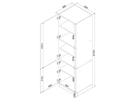 Hochschrank D60SŁ P/L – Bravona – Hochwertiges Design Konzept – Ansicht 3