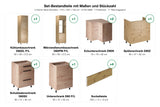 U-Küche Nexa Woodline – 210 × 320 × 150 cm – K103-G680 – Set-Bestandteile mit Maßen und Stückzahl