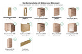U-Küche Nexa Woodline – 390 × 260 cm – K106-G860 – Set-Bestandteile mit Maßen und Stückzahl