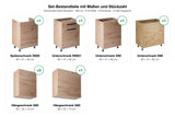 Küchenzeile Nexa Woodline – 260 cm – K19-G260 – Set-Bestandteile mit Maßen und Stückzahl