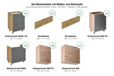 Küchenzeile Nexa Grau & Woodline – 200 cm – K21-G200 – Set-Bestandteile mit Maßen und Stückzahl