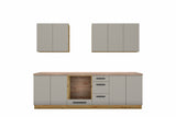 Küchenzeile Nexa Beige – 260 cm – mit Herdumbauschrank – K97-G260 – freigestellt auf Weiß