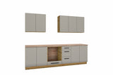 Küchenzeile Nexa Beige – 260 cm – mit Herdumbauschrank – K97-G260 – freigestellt, über Eck von links