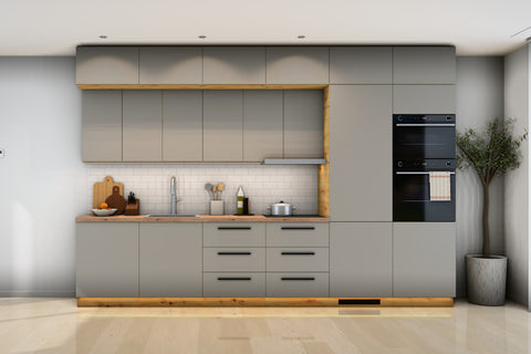 Küchenzeile Nexa Beige – 360 cm – K50-G360 – Raumansicht frontal