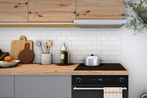 Küchenzeile Nexa Grau & Woodline – 240 cm – K17-G240 – Kochbereich