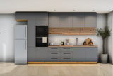 Küchenzeile Nexa Grau & Woodline – 400 cm – K18-G400 – Raumansicht frontal