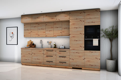 Küchenzeile Nexa Woodline – 360 cm – K50-G360 – Raumansicht über Eck von rechts