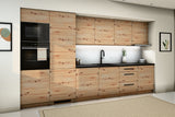 Küchenzeile Nexa Woodline – 360 cm – mit Kühl- und Geräte-Hochschrank – K109-G360 – Raumansicht über Eck von links