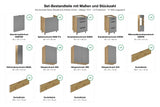 Set-Bestandteile mit Maßen und Stückzahl – Küchenzeile Nexa Woodline & Artisan-Eiche – 360 cm – KÜ-NEXA-002
