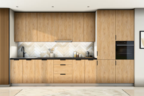 Küchenzeile Sorento Sonoma Eiche & Weiß – 400 cm – K88-G400 R – Raumansicht frontal