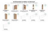 Set-Bestandteile mit Maßen und Stückzahl – Küchenzeile Sorento Sonoma Eiche & Weiß – 360 cm – KÜ-SORENTOW-002