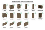 Set-Bestandteile mit Maßen und Stückzahl – L-Küche Sorento Dunkle Eiche – 399 × 299 cm – KÜ-SOREN-010
